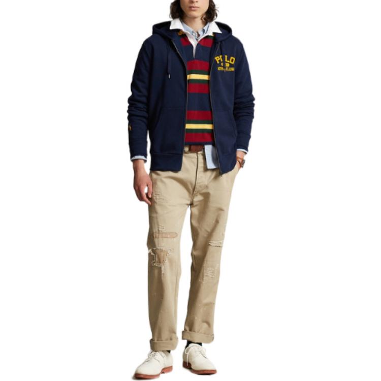 Lookbook Ralph Lauren FW22 字母印花拉鏈連帽衫 海軍藍 MNPOKNI16822185-410