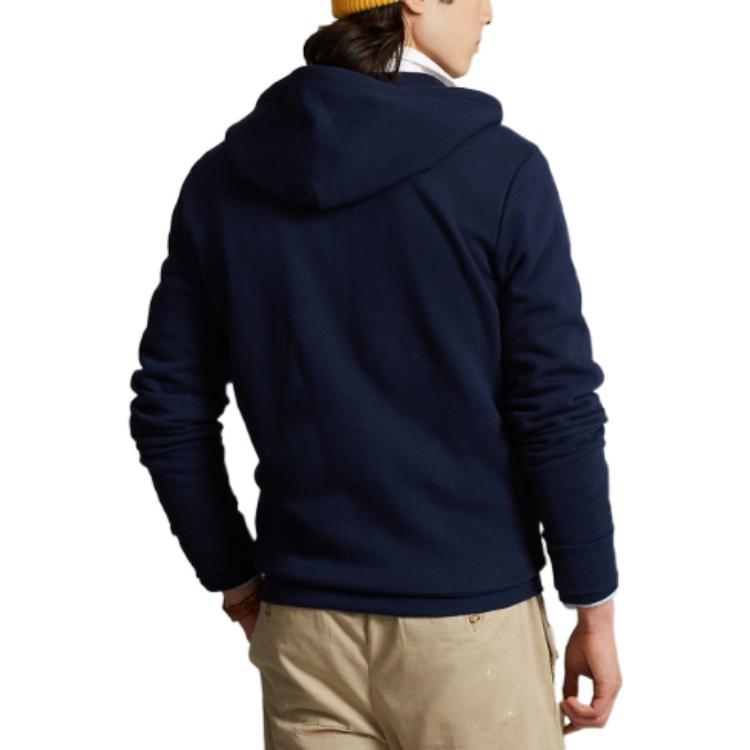 Shop Ralph Lauren FW22 字母印花拉鏈連帽衫 海軍藍 MNPOKNI16822185-410