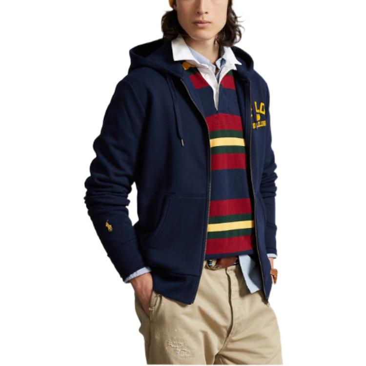 Purchase Ralph Lauren FW22 字母印花拉鏈連帽衫 海軍藍 MNPOKNI16822185-410