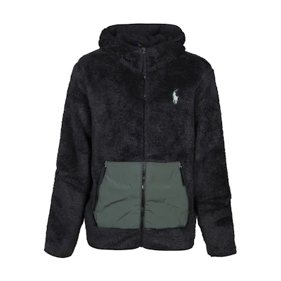 Ralph Lauren FW22 Logo Colorblock Fleece Hoodie Jacket Men’s Black 710880752-001