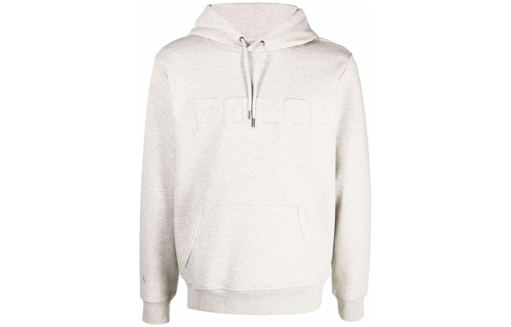 Ralph Lauren FW22 Logo Embossed Drawstring Hoodie White 710859286-005