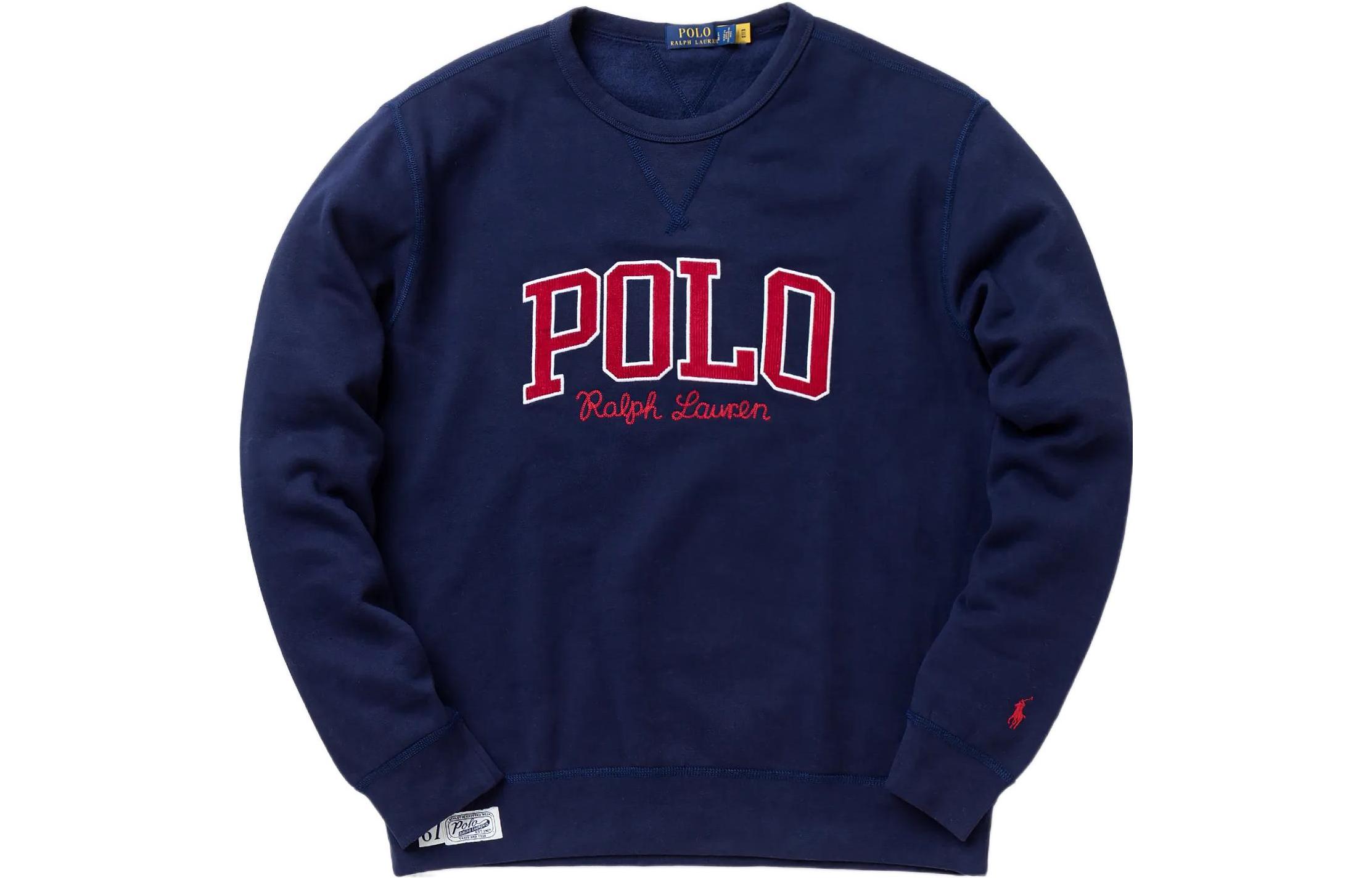 Ralph Lauren FW22 Logo Embroidered Blue Crewneck Sweatshirt 710878606-002