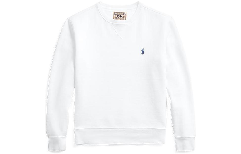 Ralph Lauren FW22 Logo Embroidered Crewneck Long Sleeve Sweatshirt White Mens MNPOKNI16820392-100