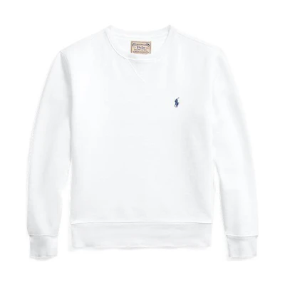 Ralph Lauren FW22 Logo Embroidered Crewneck Long Sleeve Sweatshirt White Mens MNPOKNI16820392-100