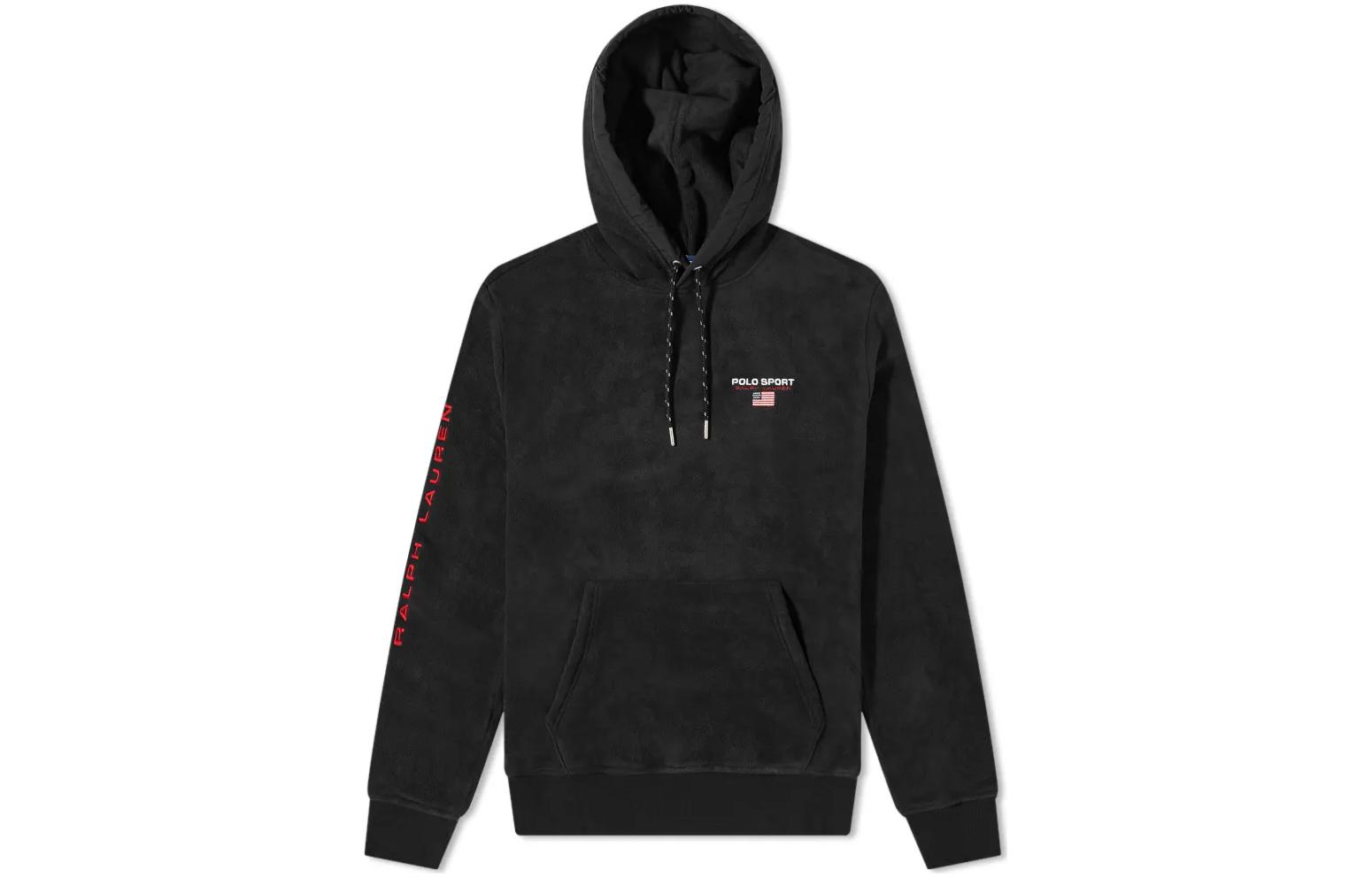 Ralph Lauren FW22 Logo Embroidered Drawstring Hoodie Black 710842148-001