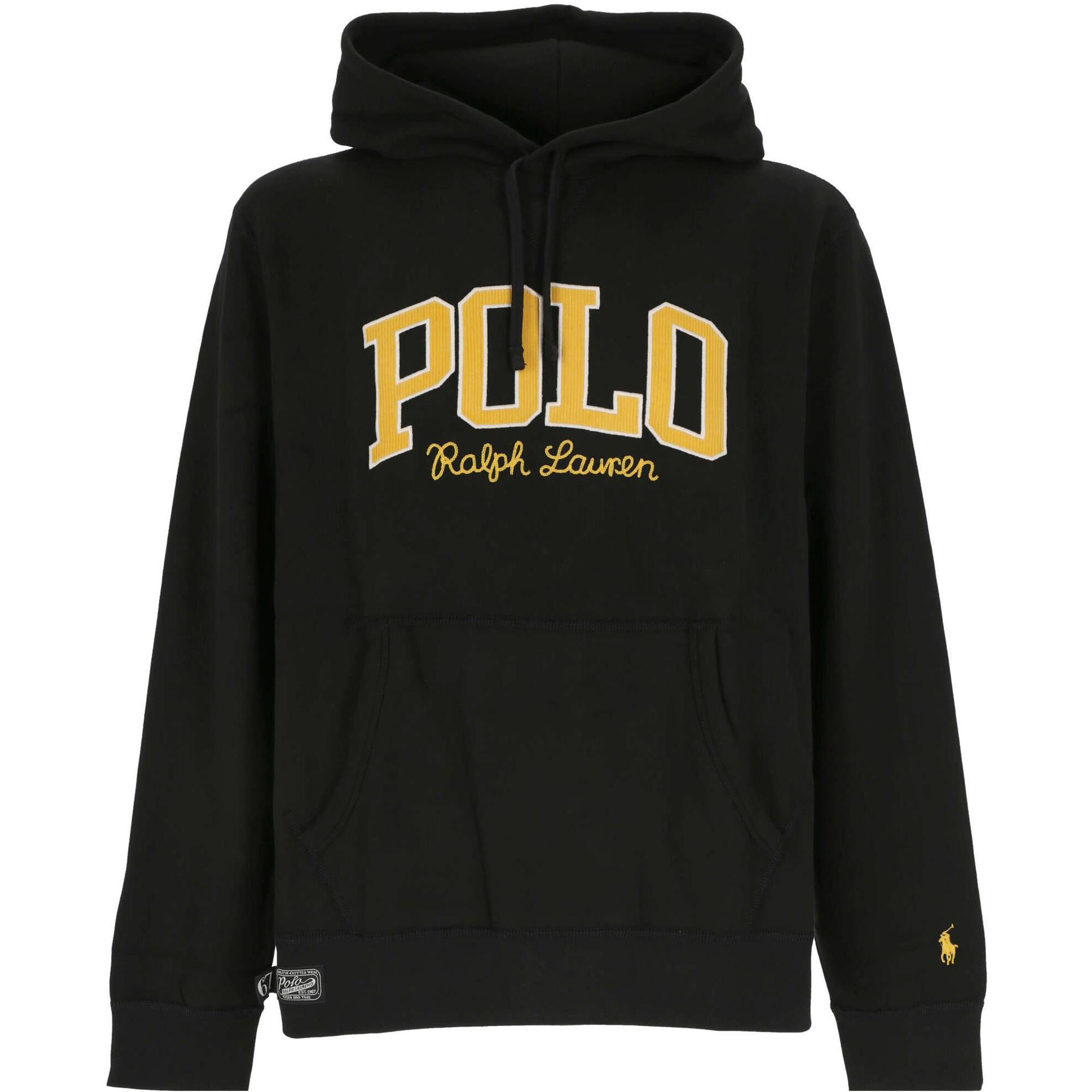 Ralph Lauren FW22 Logo Embroidered Drawstring Hoodie Black 710878613-001