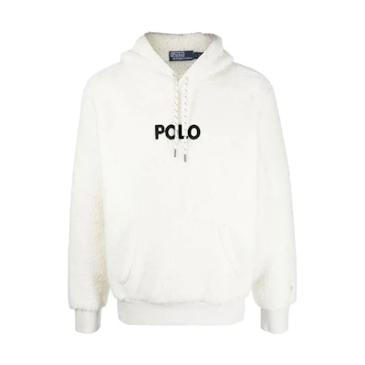 Ralph Lauren FW22 Logo Embroidered Fleece Hoodie White 710881757002