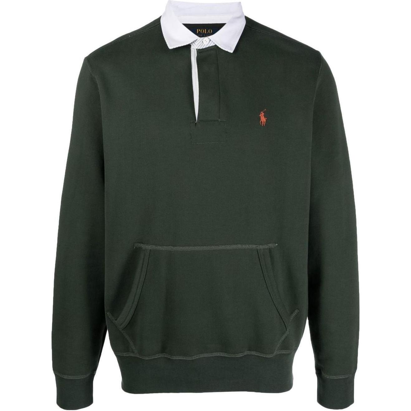 Ralph Lauren FW22 Logo Embroidered Long-Sleeve Polo Sweatshirt Green Men’s 710835771-017