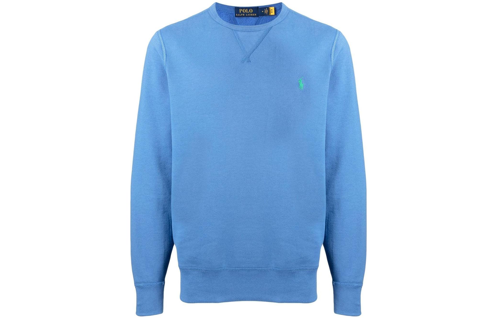 Ralph Lauren FW22 Logo Embroidered Relaxed Crewneck Sweatshirt Light Blue 710766772-033