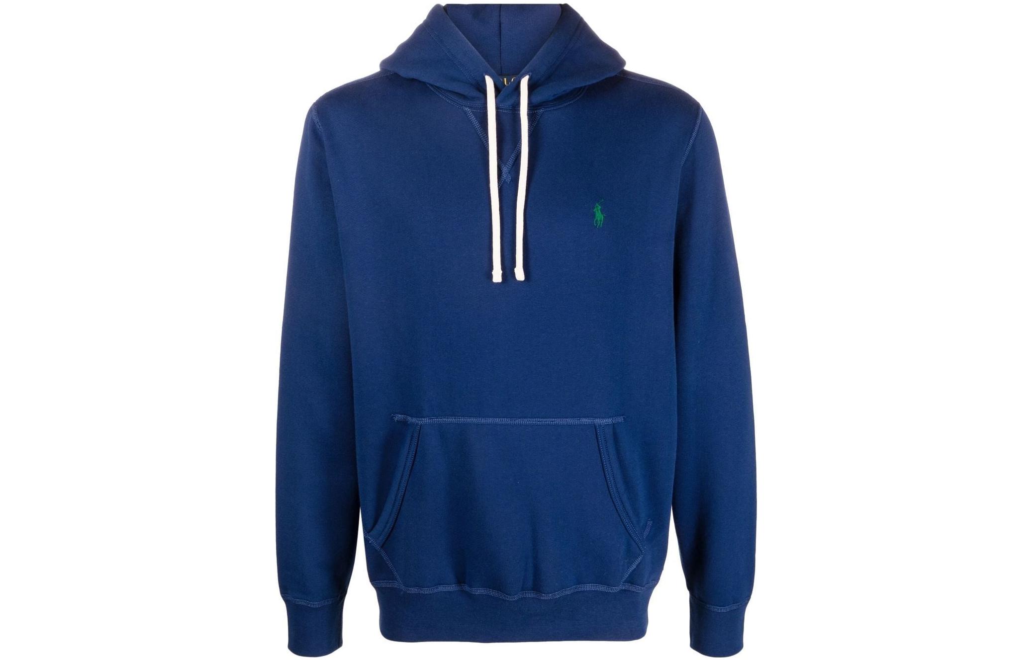 Ralph Lauren FW22 Logo Print Blue Hoodie Long Sleeve Casual Sweatshirt Men 710766778-059