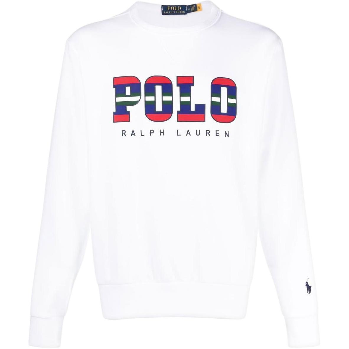 Ralph Lauren FW22 Logo Print Crewneck Long-Sleeve Sweatshirt White 710871234-001
