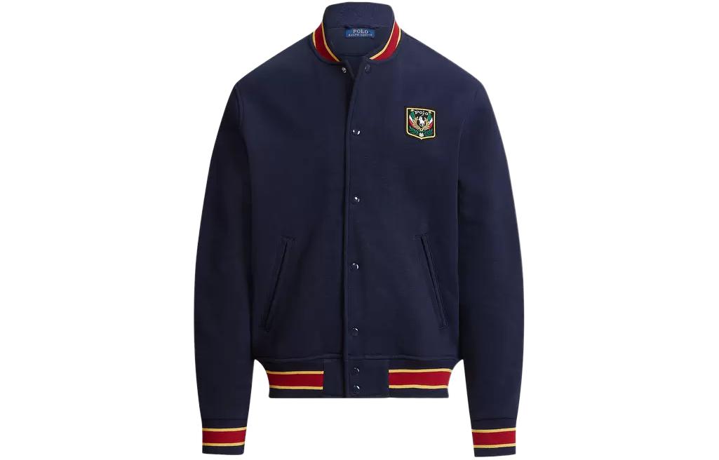 Ralph Lauren FW22 Navy Blue Velvet Patchwork Long-Sleeve Jacket Men 16822204-410