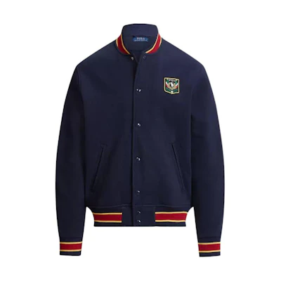 Ralph Lauren FW22 Navy Blue Velvet Patchwork Long-Sleeve Jacket Men 16822204-410