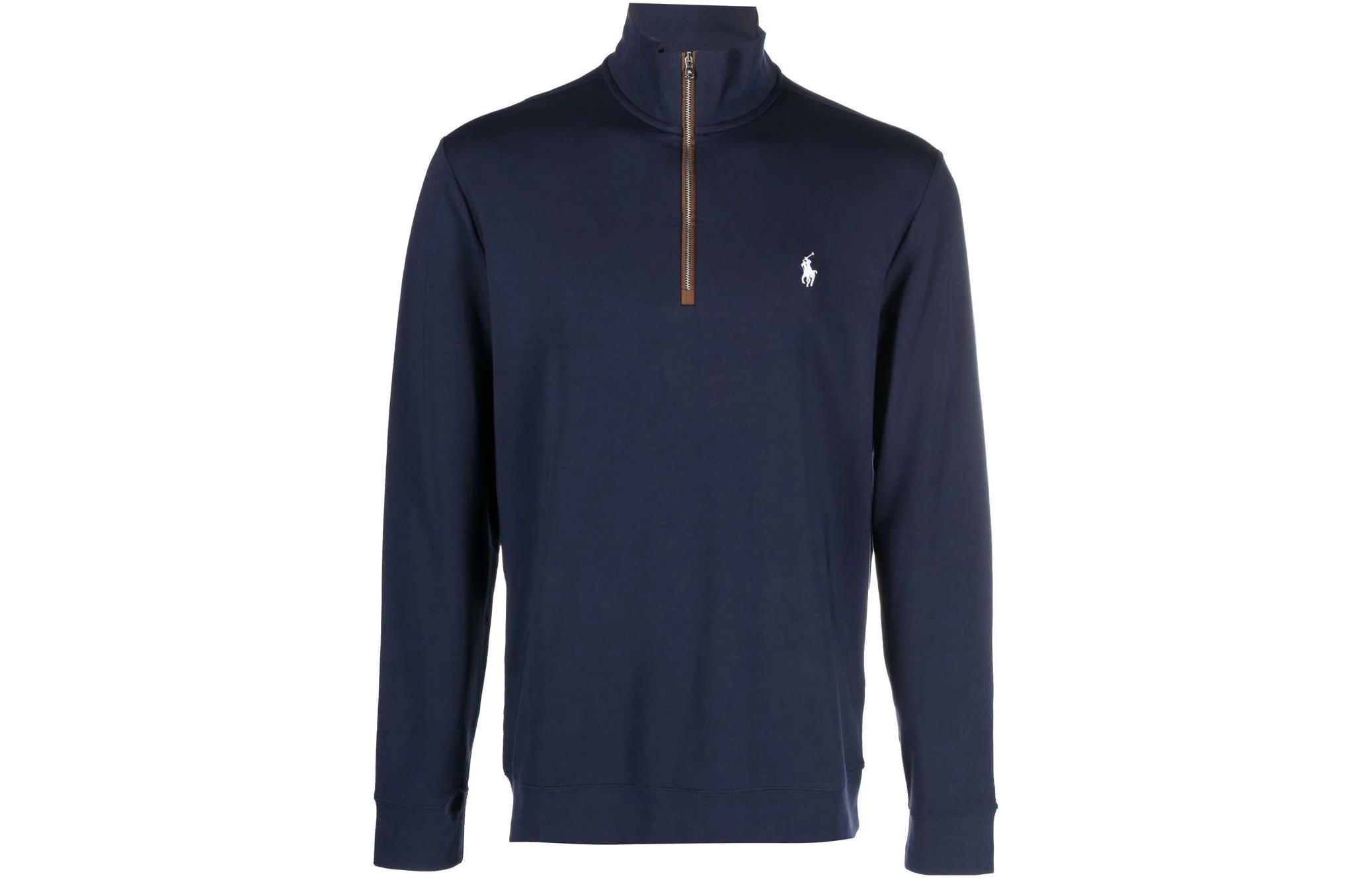 Ralph Lauren FW22 Navy Half-Zip Logo Embroidered Sweatshirt 710875151-001