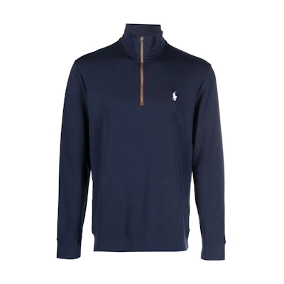 Ralph Lauren FW22 Navy Half-Zip Logo Embroidered Sweatshirt 710875151-001