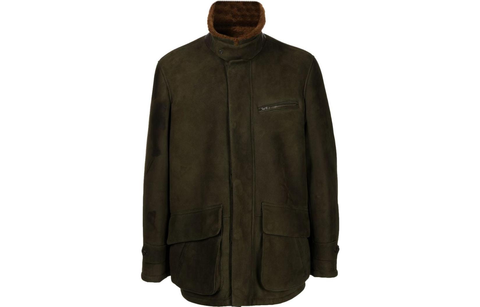 Ralph Lauren FW22 Olive Green Zip-Up Stand Collar Jacket 710879292-001