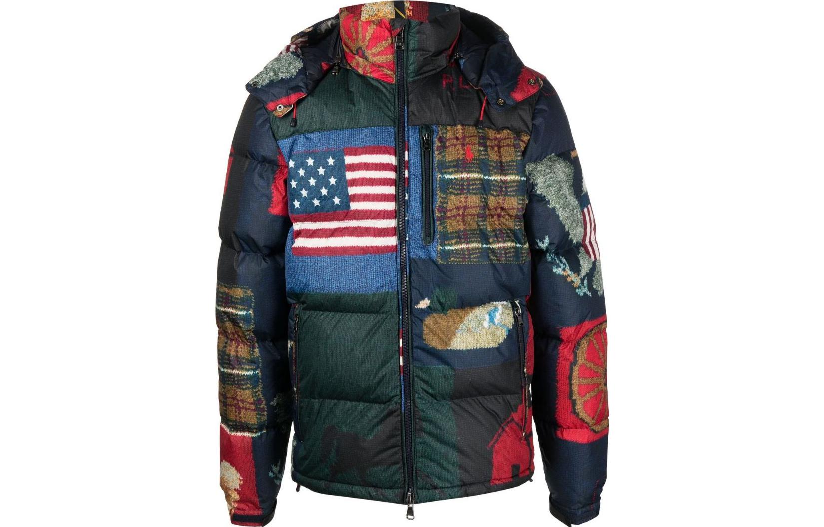 Ralph Lauren FW22 Patchwork Hoodie Jacket Blue 710879802001-001