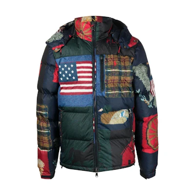 Ralph Lauren FW22 Patchwork Hoodie Jacket Blue 710879802001-001