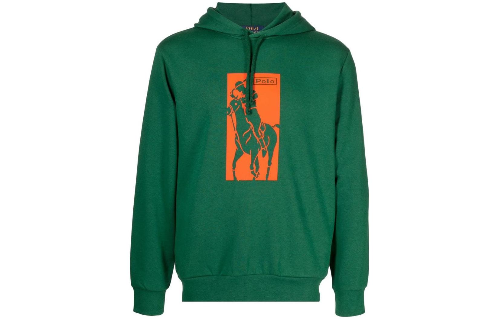 Ralph Lauren FW22 Patterned Print Drawstring Hoodie Green 710871255002