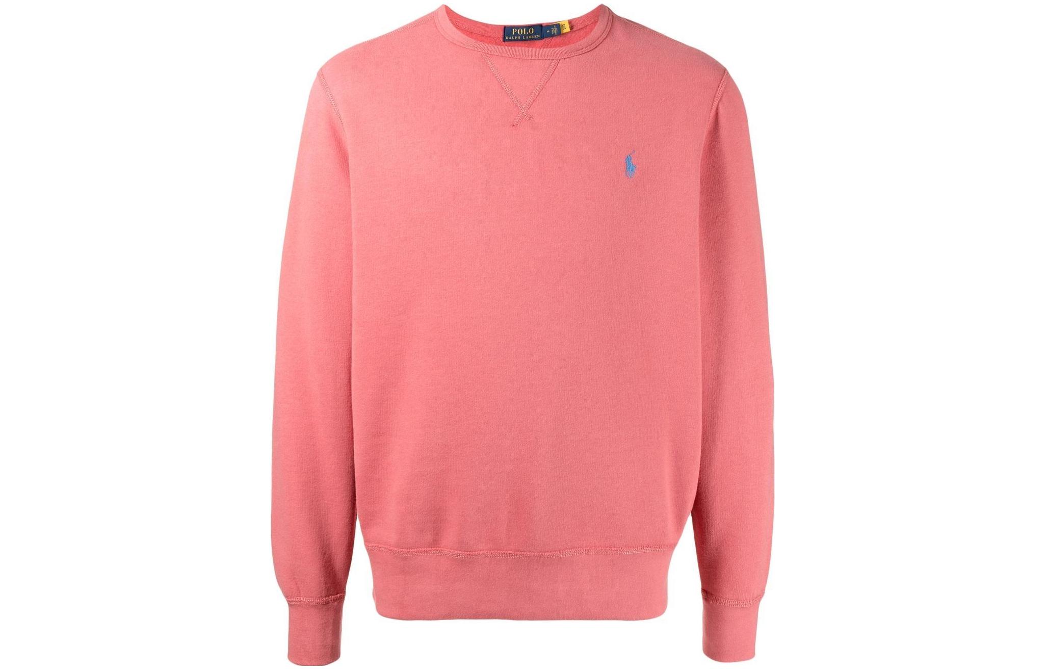 Ralph Lauren FW22 Pink Crewneck Sweatshirt with Embroidered Logo for Men 710766772-032