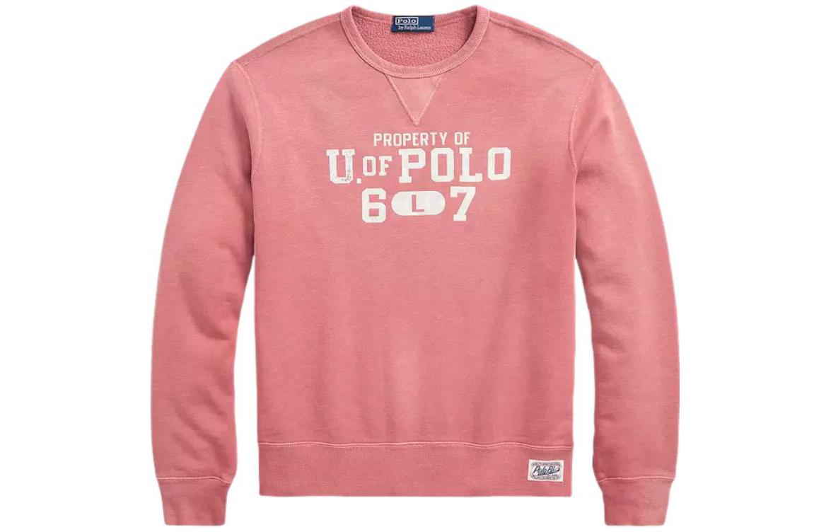 Ralph Lauren FW22 Pink Logo Crewneck Loose Fit Long Sleeve Sweatshirt Mens MNPOKNI16822288-600
