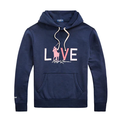 Ralph Lauren FW22 Pink Pony Logo Print Navy Blue Hoodie Casual Wear MNPOKNI16820944-410