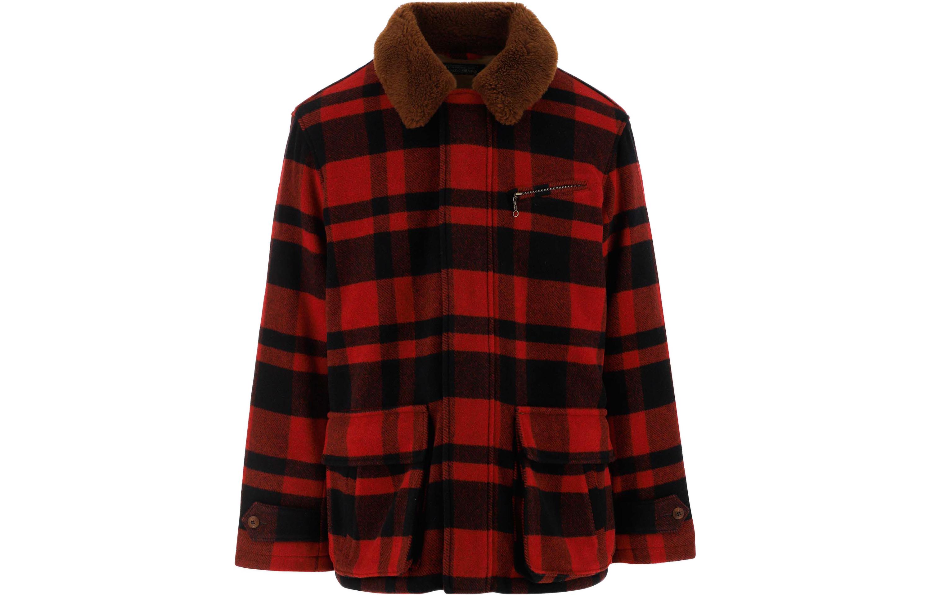 Ralph Lauren FW22 Plaid Collar Hidden Button Jacket Men’s Red 710879309-001