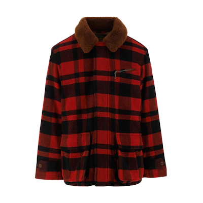 Ralph Lauren FW22 Plaid Collar Hidden Button Jacket Men’s Red 710879309-001