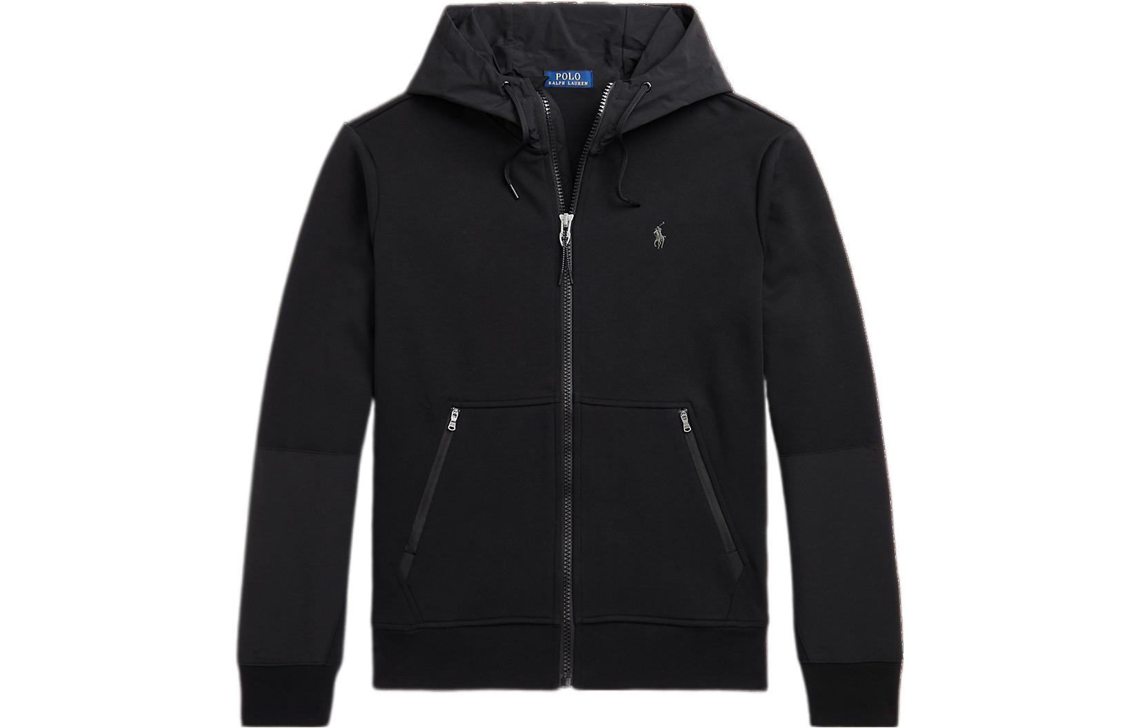 Ralph Lauren FW22 Plain Logo Embroidery Zip Hoodie Jacket Men’s Black MNPOKNI16822460-001
