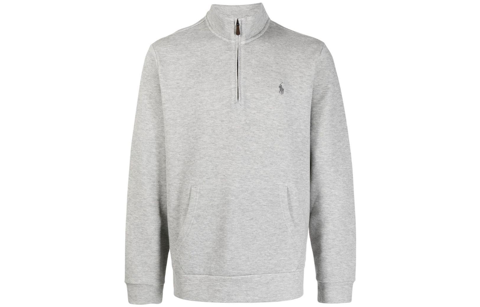 Ralph Lauren FW22 Polo Pony High-Neck Zip Sweatshirt Grey 710869801-001
