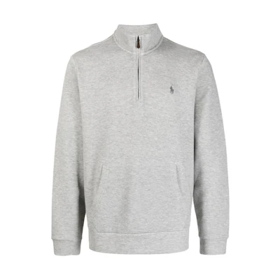 Ralph Lauren FW22 Polo Pony High-Neck Zip Sweatshirt Grey 710869801-001