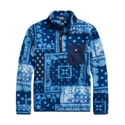 Ralph Lauren FW22 Print Half-Zip High-Neck Sweatshirt Blue MNPOKNI16822207-400