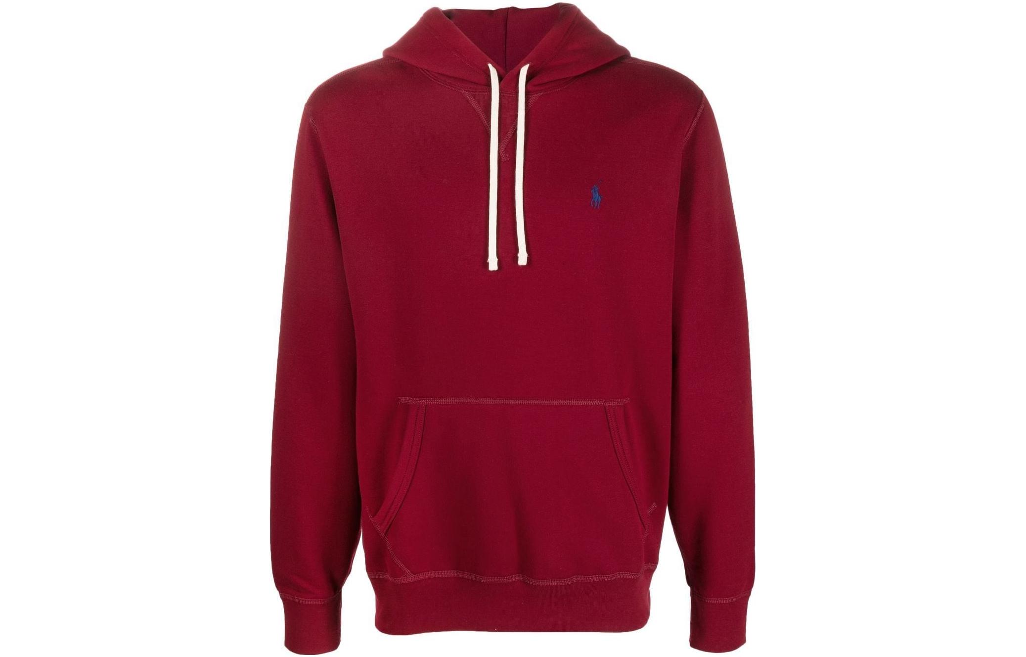 Ralph Lauren FW22 Red Hoodie with Solid Color and Logo Embroidery for Men 710766778F-058