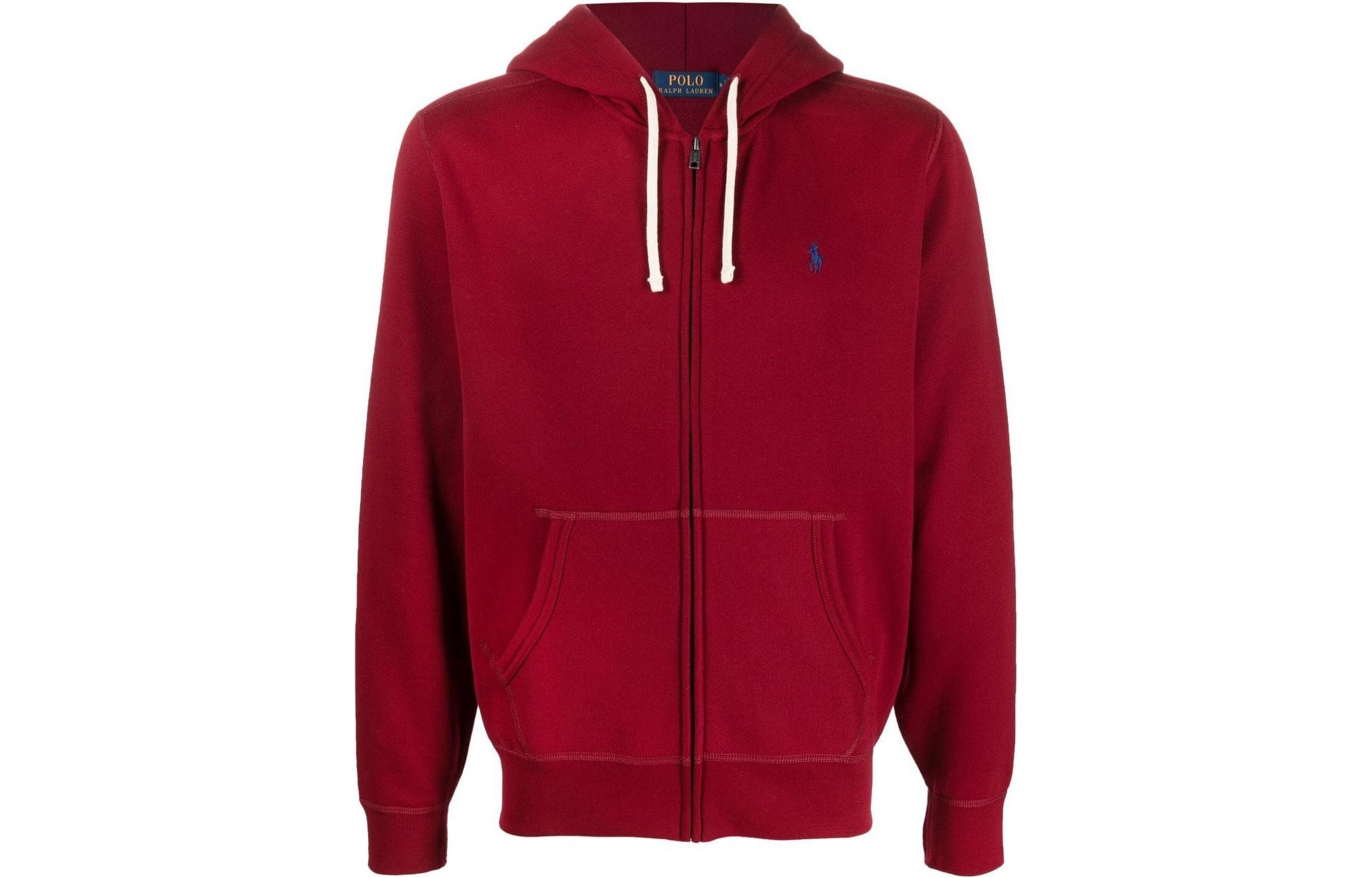 Ralph Lauren FW22 Red Logo Embroidered Zip-Up Hoodie 710813297-016