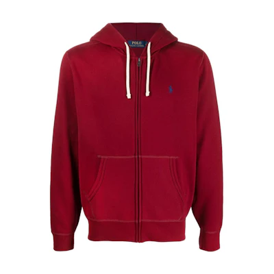 Ralph Lauren FW22 Red Logo Embroidered Zip-Up Hoodie 710813297-016