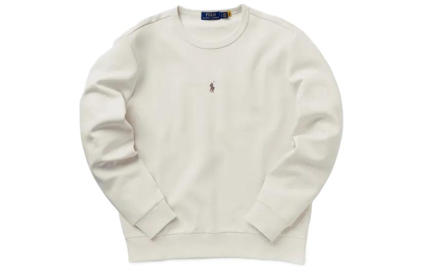Ralph Lauren FW22 Relaxed Fit Sweatshirt White with Small Logo Embroidery 710881507-001