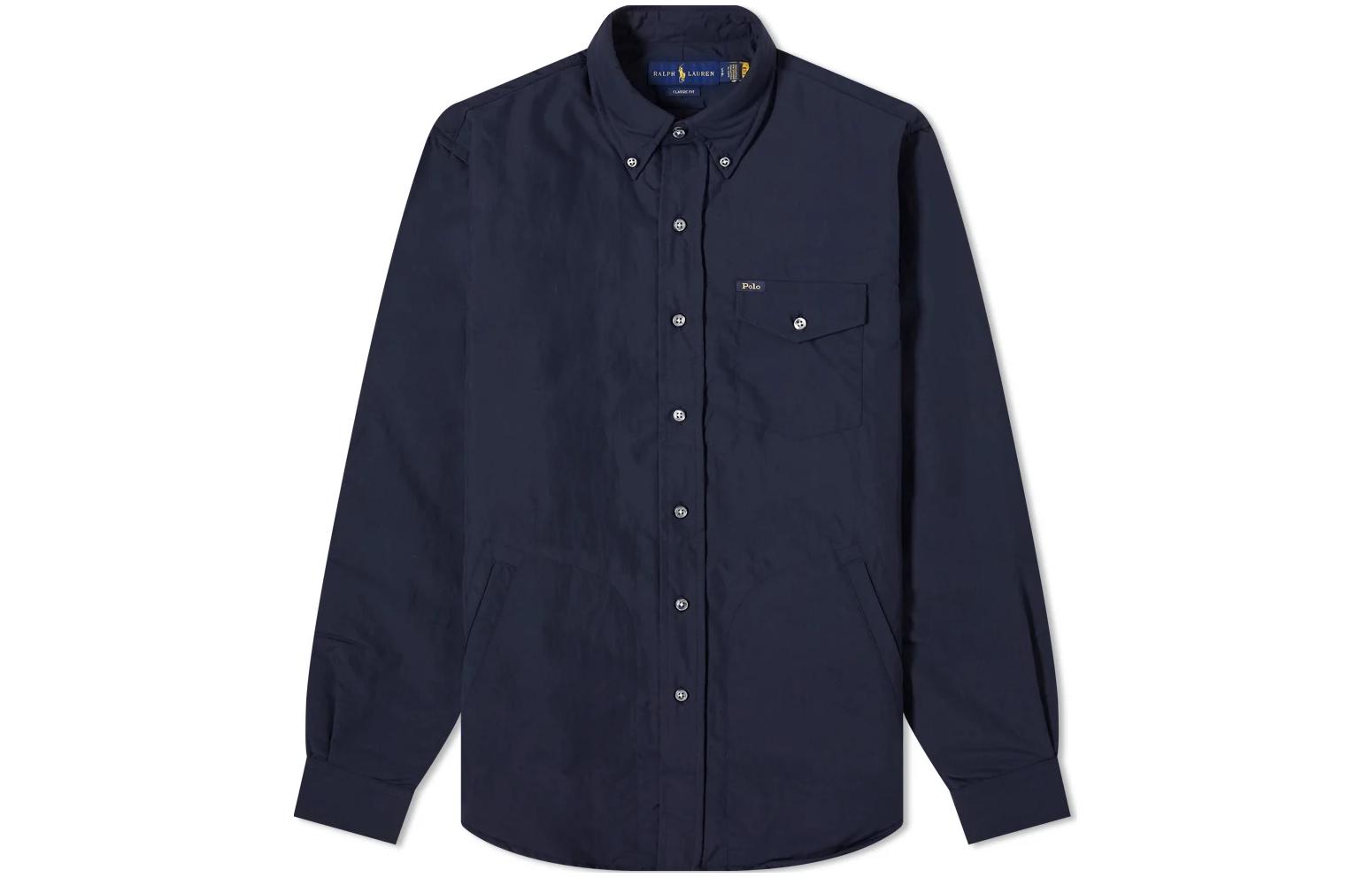 Ralph Lauren FW22 Solid Button-Up Shirt Jacket in Blue 710842899-002