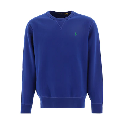 Ralph Lauren FW22 Solid Color Crewneck Pullover Sweatshirt Blue Mens 710766772036HARRISONBLUE