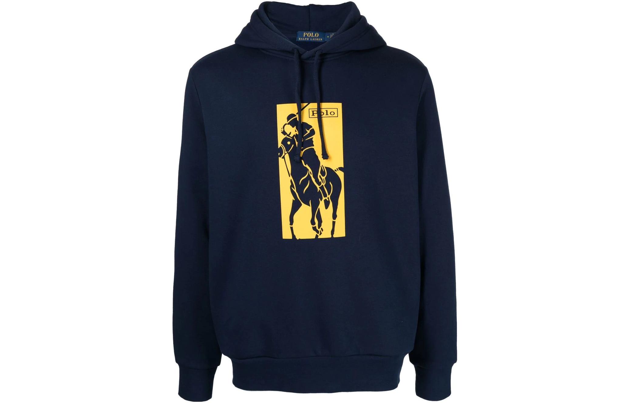 Ralph Lauren FW22 Solid Color Drawstring Hoodie Men’s Blue 710871E11CRUISE