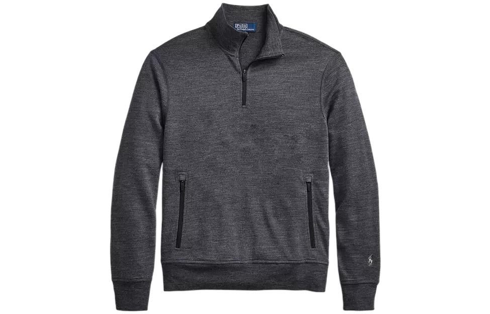 Ralph Lauren FW22 Solid Color Half-Zip Long Sleeve Sweatshirt Grey Mens MNPOKNI16822302-020