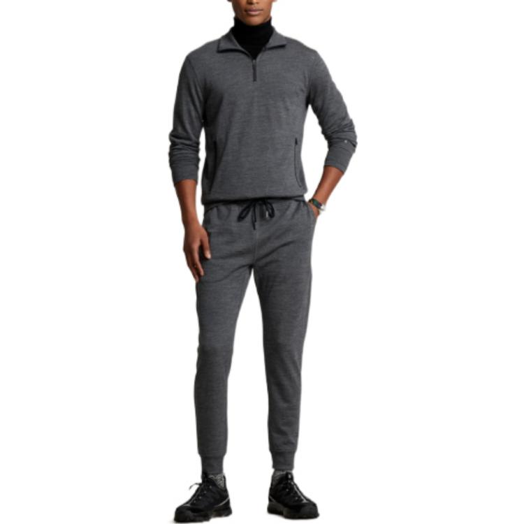 Ralph Lauren FW22 Solid Color Half-Zip Long Sleeve Sweatshirt Grey Mens MNPOKNI16822302-020 圖 3