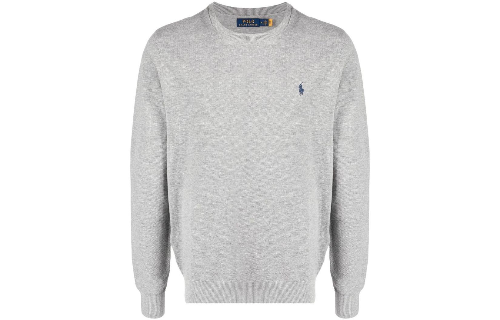 Ralph Lauren FW22 Solid Crewneck Pullover Sweatshirt Men’s Light Grey 710869805-001