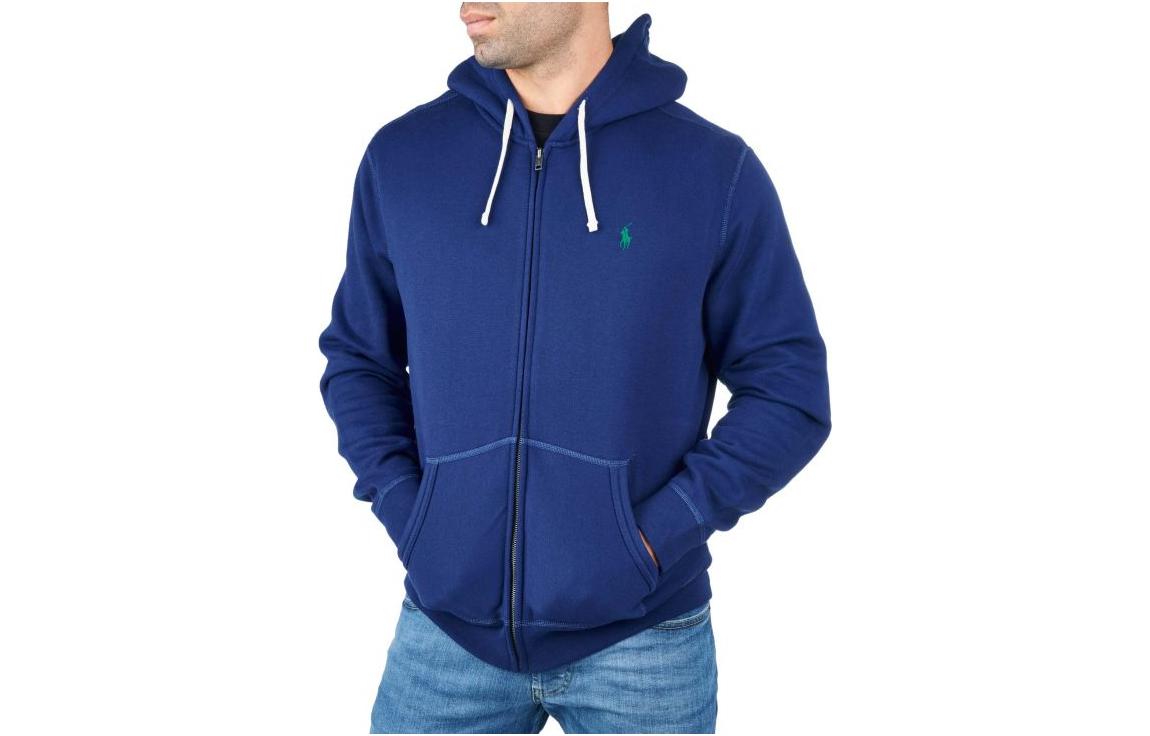 Ralph Lauren FW22 Solid Embroidered Logo Hoodie Jacket Blue 710813297-017
