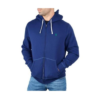 Ralph Lauren FW22 Solid Embroidered Logo Hoodie Jacket Blue 710813297-017
