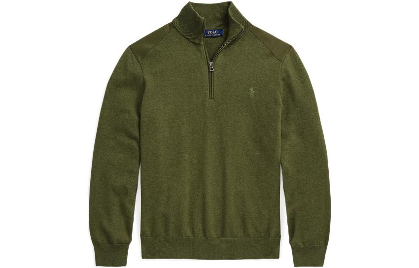 Ralph Lauren FW22 Solid Half-Zip Pullover Sweatshirt Green MNPOSWE16821103-300