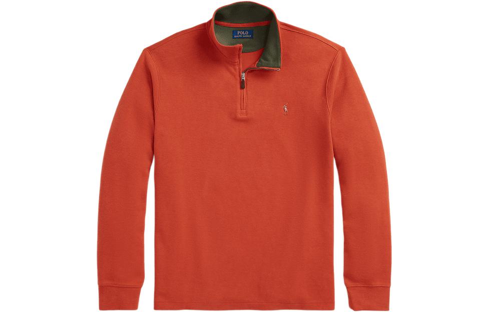 Ralph Lauren FW22 Solid Half-Zip Pullover Sweatshirt Orange MNPOKNI16822435-800