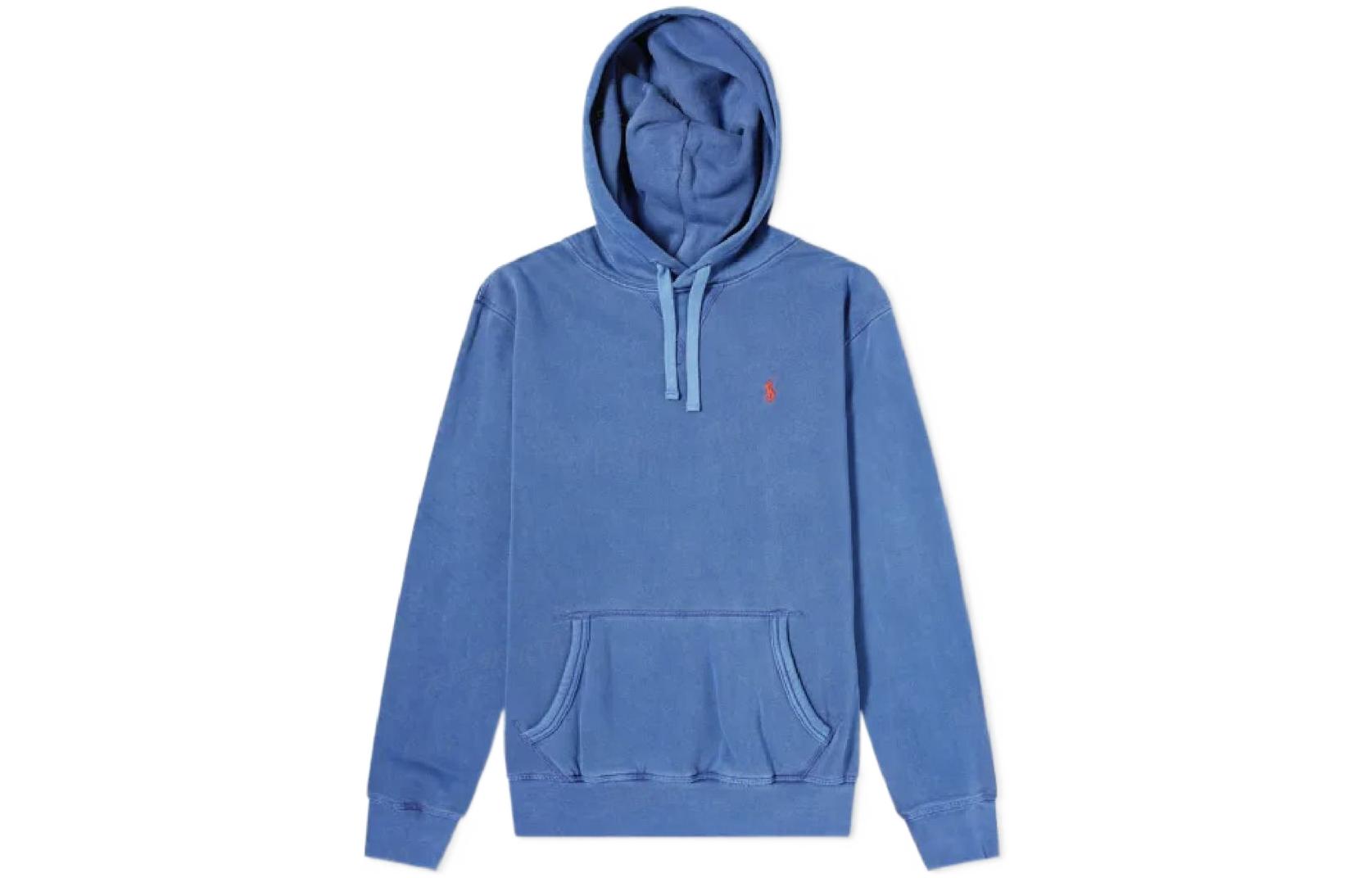 Ralph Lauren FW22 Solid Logo Embroidered Blue Hoodie Pullover for Men 710793020-012