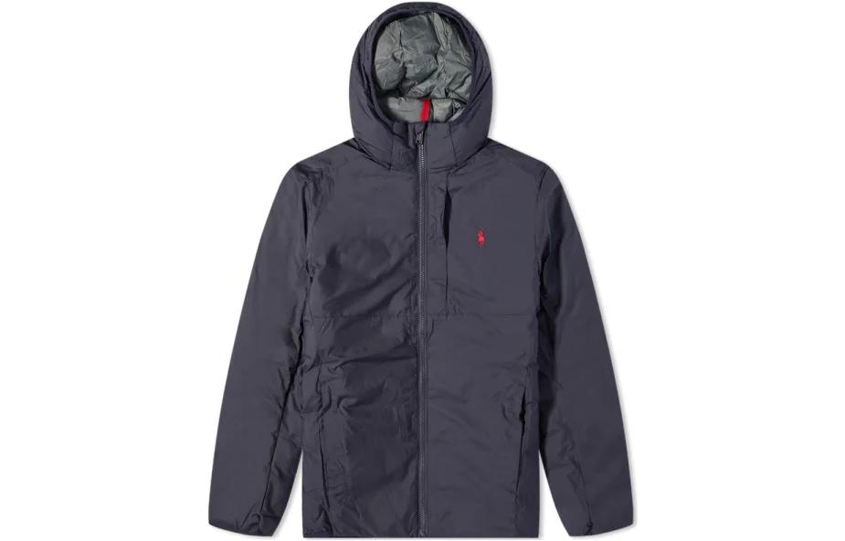 Ralph Lauren FW22 Solid Logo Embroidered Hoodie Jacket Blue 710850708-003