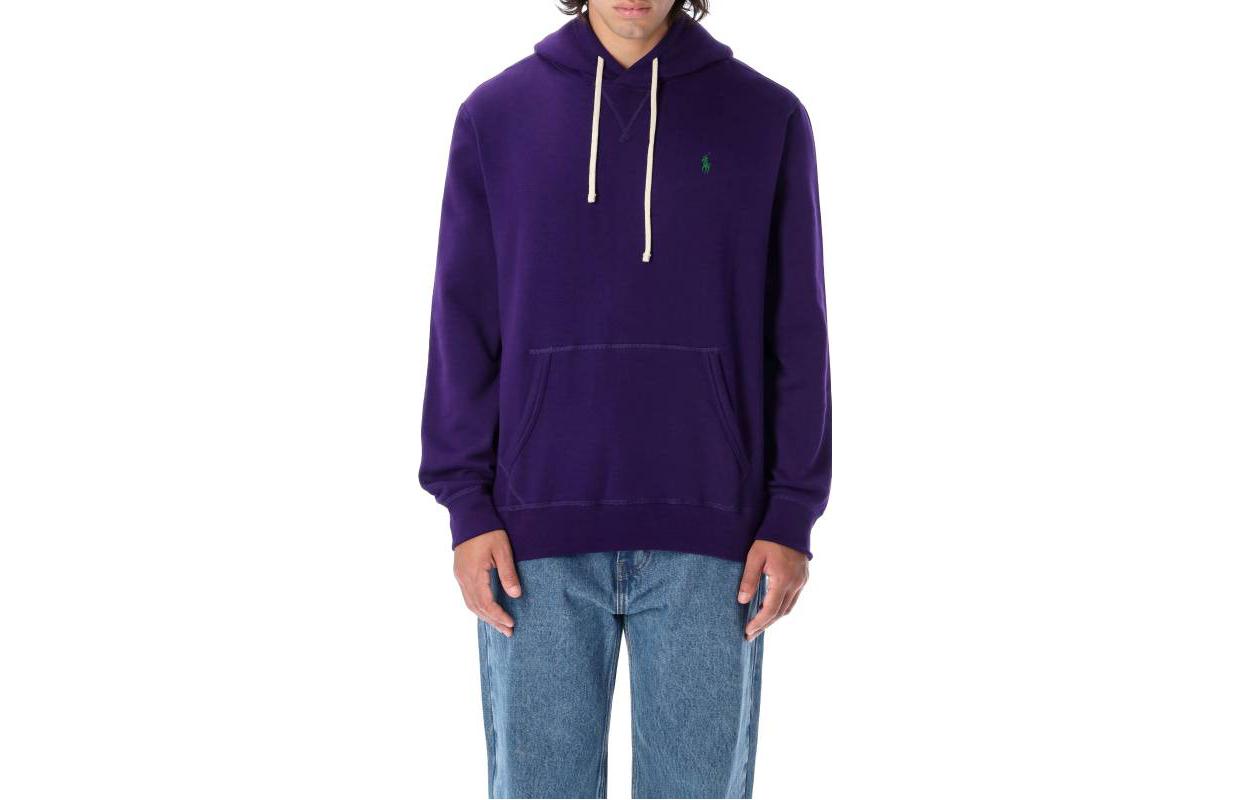 Ralph Lauren FW22 Solid Logo Embroidered Hoodie Purple 710766778F-063