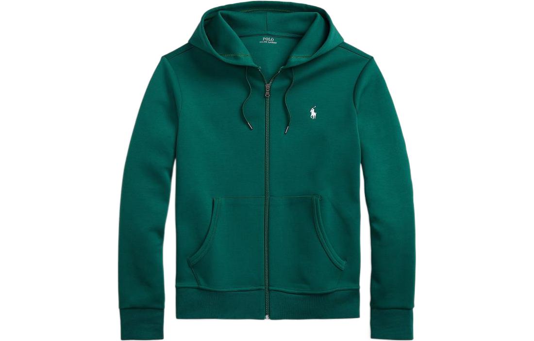Ralph Lauren FW22 Solid Logo Embroidered Zip Hoodie Peacock Green Men 710881517-003